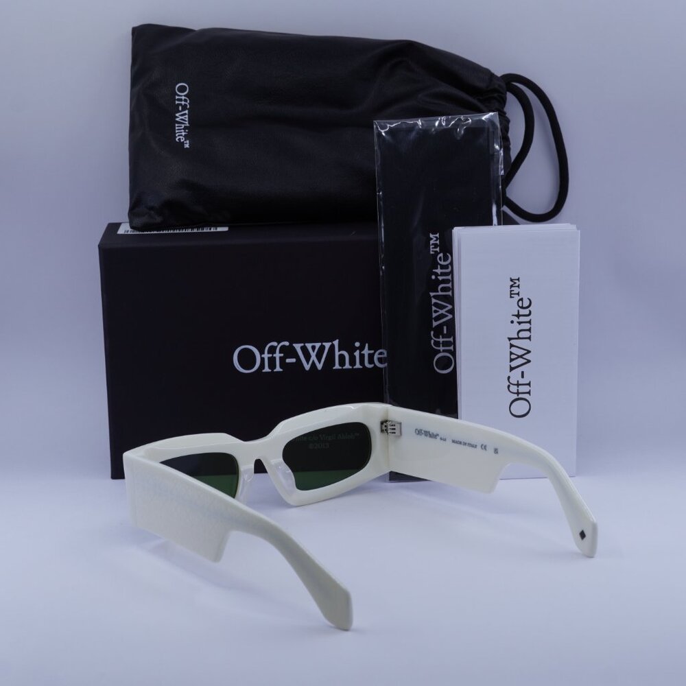 Off-White OERI141 CARY 0155 Rectangle Sunglasses – White/Green - Picture 6 of 10